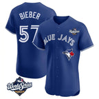 Kooe T.Blue Jays #57 Shane Bieber Player Royal 2025 World Series Elite All Stitched Jerseys