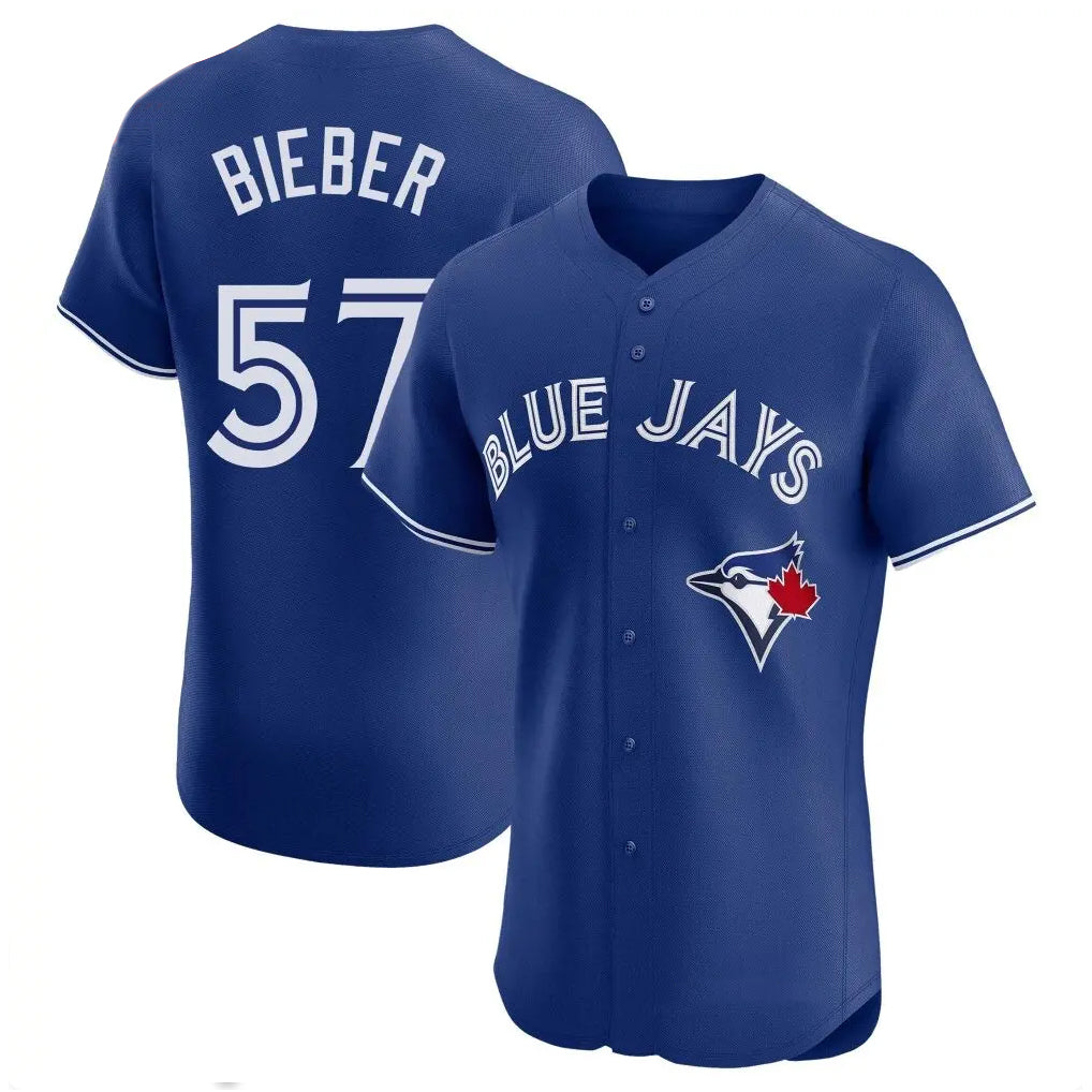 Kooe T.Blue Jays #57 Shane Bieber Player Royal Elite Home Limited Stitched Jerseys