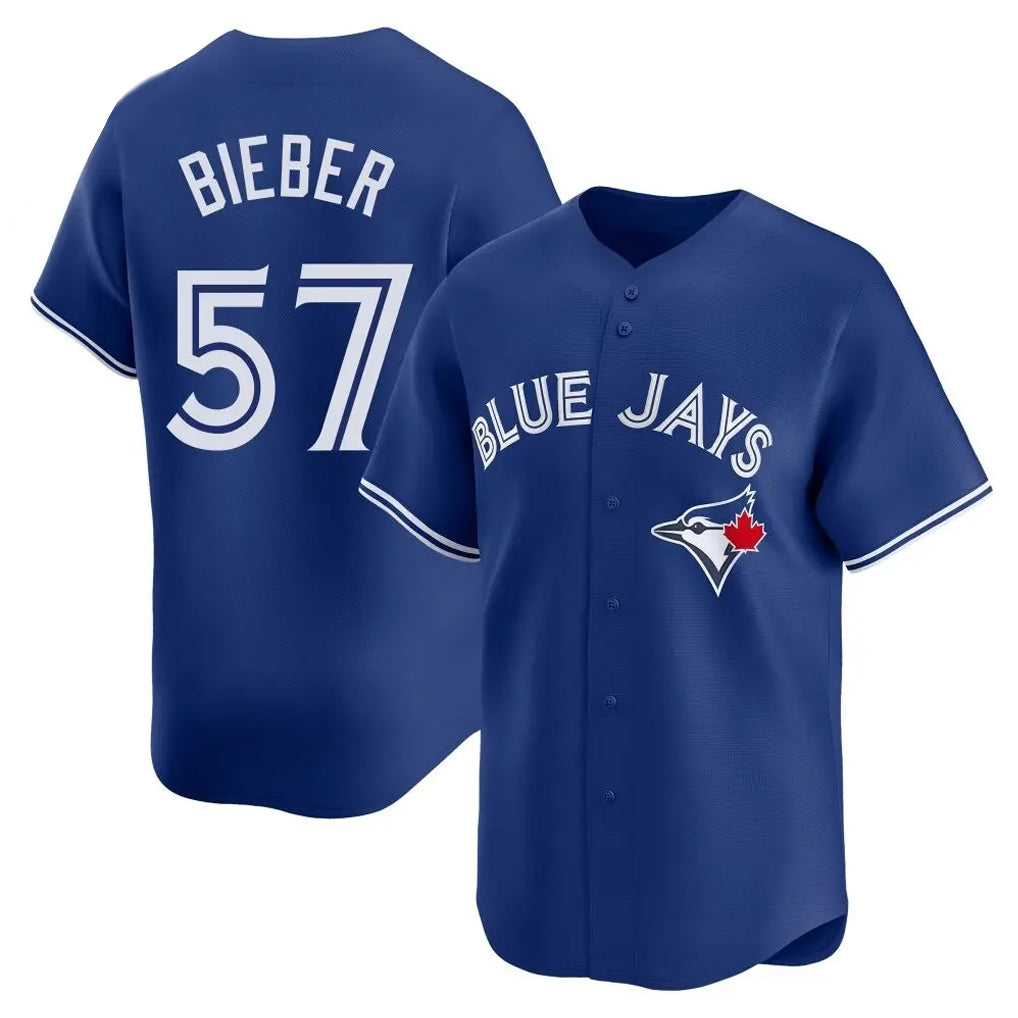 Kooe T.Blue Jays #57 Shane Bieber Player Royal Home Stitched Jerseys