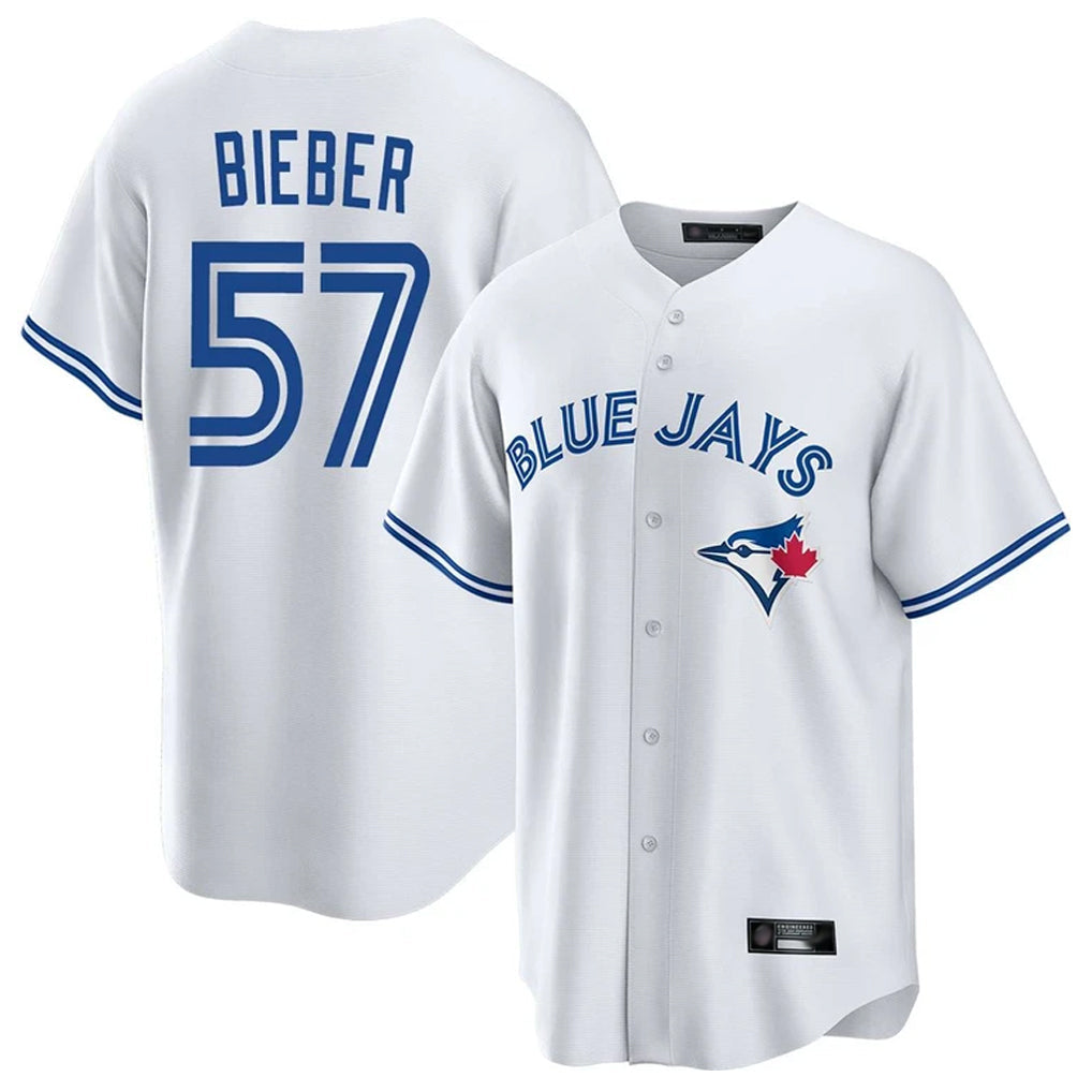 Kooe T.Blue Jays #57 Shane Bieber Player White Game Stitched Jerseys