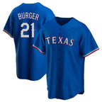 Kooe T.Rangers #21 Jake Burger Player Royal Home Replica Game Stitched Jerseys