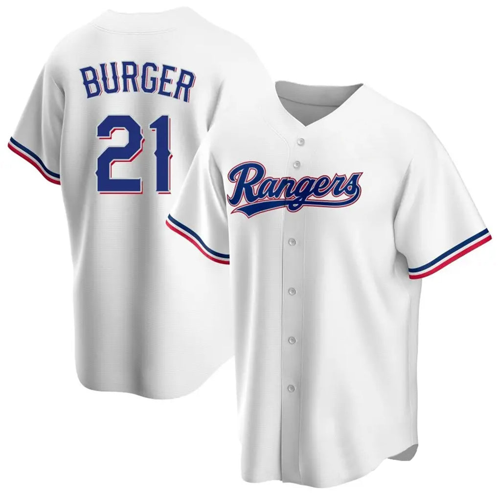 Kooe T.Rangers #21 Jake Burger Player White Home Game Stitched Jerseys