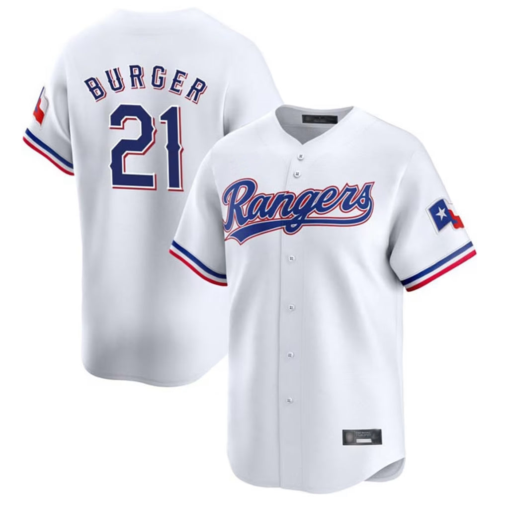 Kooe T.Rangers #21 Jake Burger Player White&Blue Home Limited Stitched Jerseys