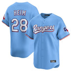 Kooe T.Rangers #28 Jonah Heim Player Light Blue Home Limited Stitched Jerseys