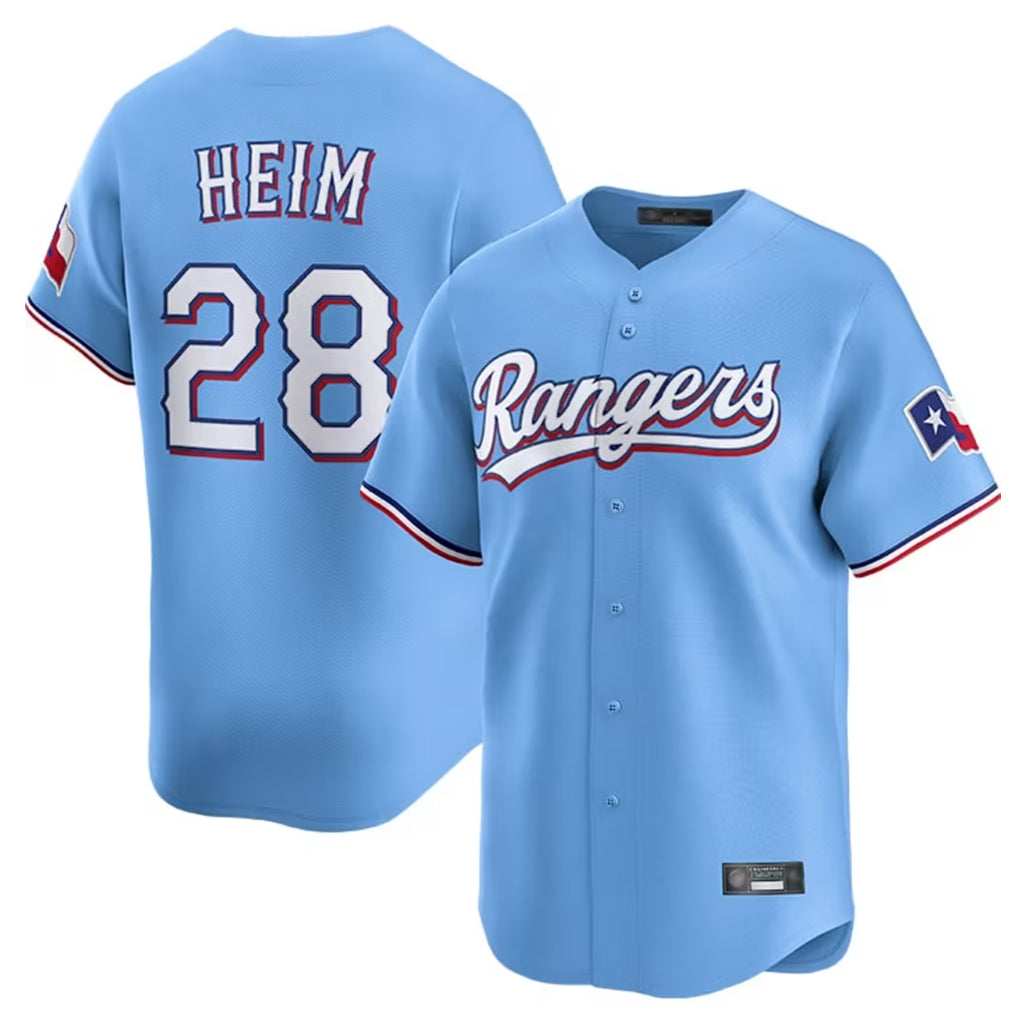 Kooe T.Rangers #28 Jonah Heim Player Light Blue Home Limited Stitched Jerseys