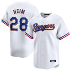 Kooe T.Rangers #28 Jonah Heim Player White Gold Collection Limited Stitched Jerseys