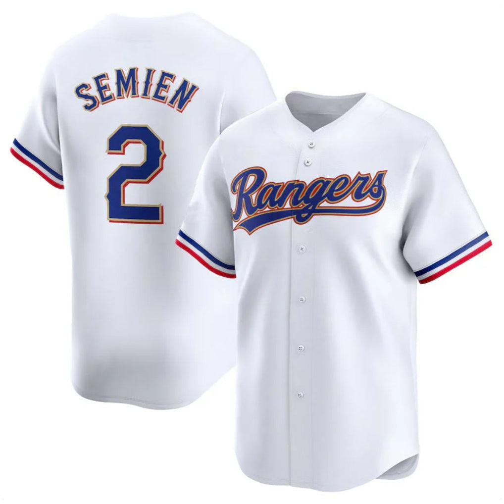 Kooe T.Rangers #2 Marcus Semien Player Gold Collection Limited White Stitched Jerseys