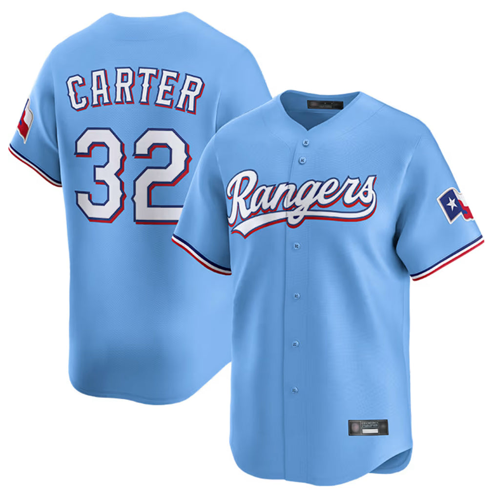 Kooe T.Rangers #32 Evan Carter Player Light Blue Home Limited Stitched Jerseys