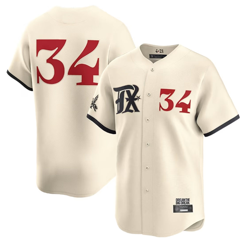 Kooe T.Rangers #34 Nolan Ryan Player Cream City Connect Limited Cream Stitched Jerseys