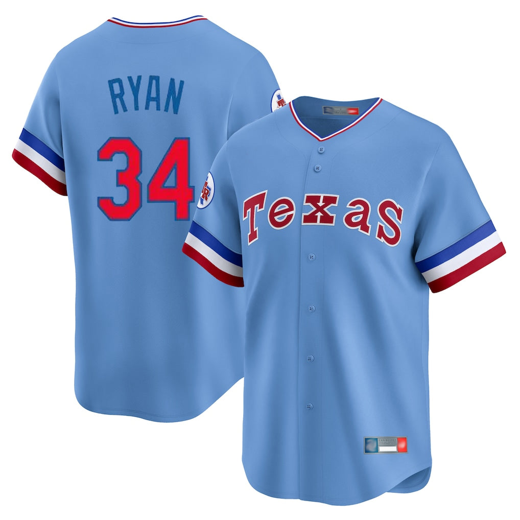 Kooe T.Rangers #34 Nolan Ryan Player Light Blue Cooperstown Collection Limited Stitched Jerseys