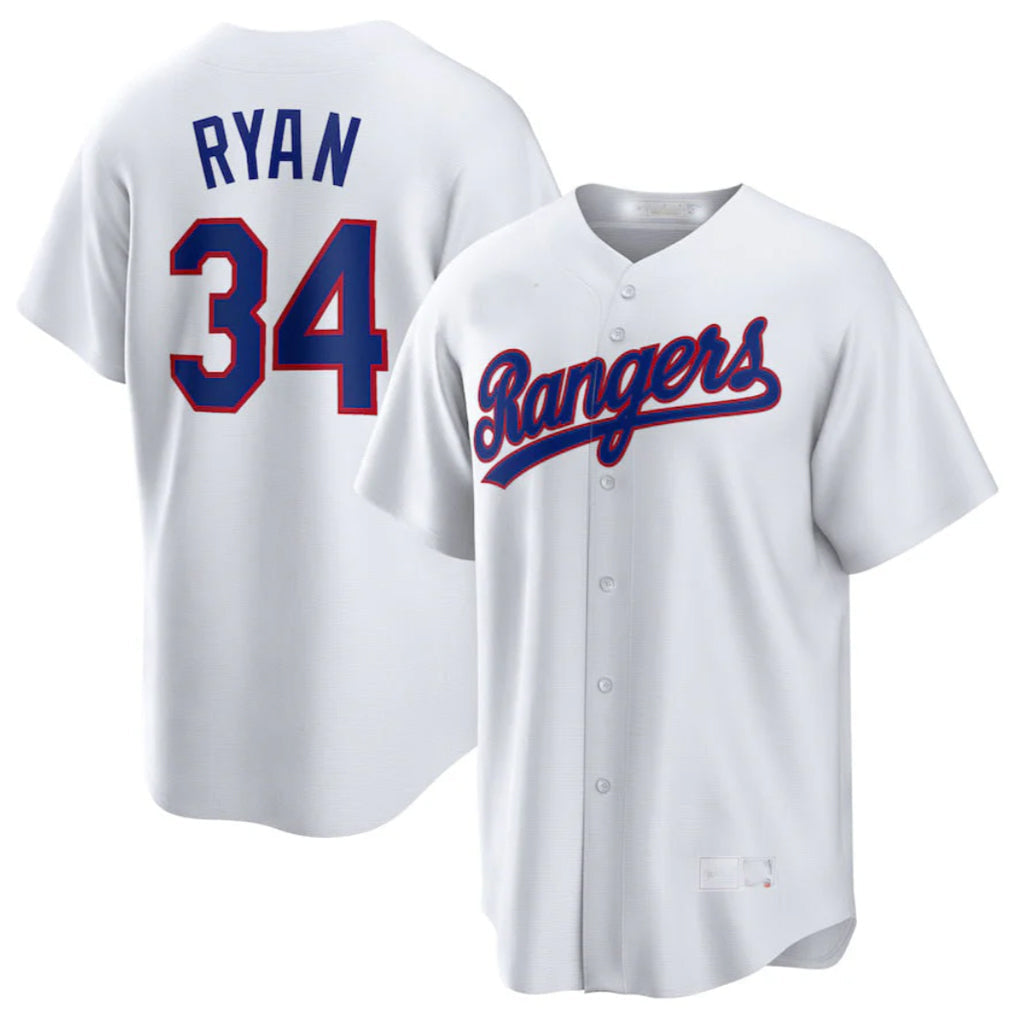Kooe T.Rangers #34 Nolan Ryan Player White Home Game Stitched Jerseys