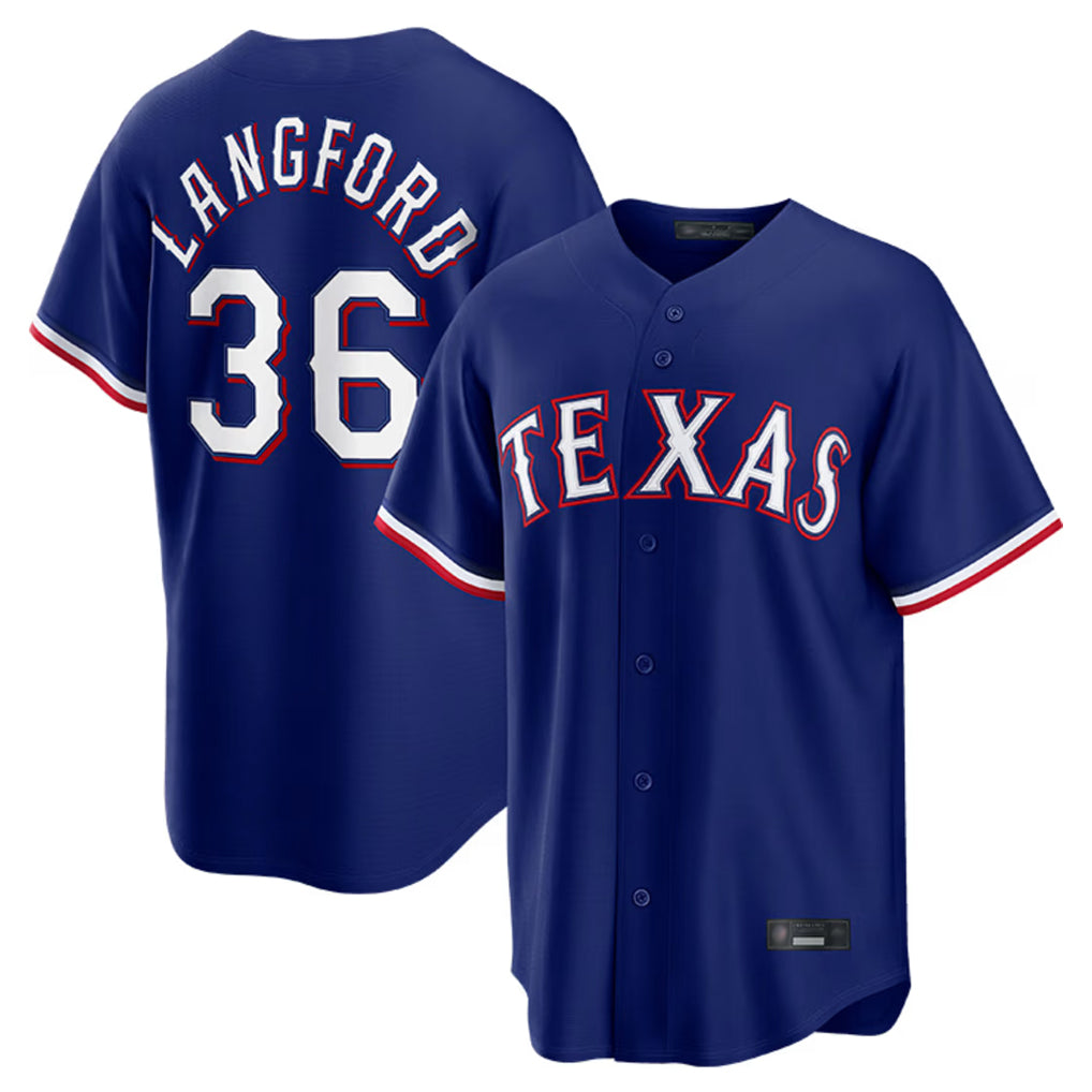 Kooe T.Rangers #36 Wyatt Langford Player Royal Home Game Stitched Jerseys