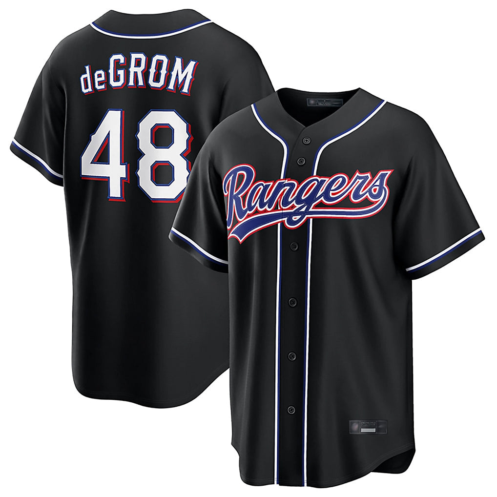 Kooe T.Rangers #48 Jacob deGrom Player Black 2026 Out Fashion Replica Stitched Jerseys