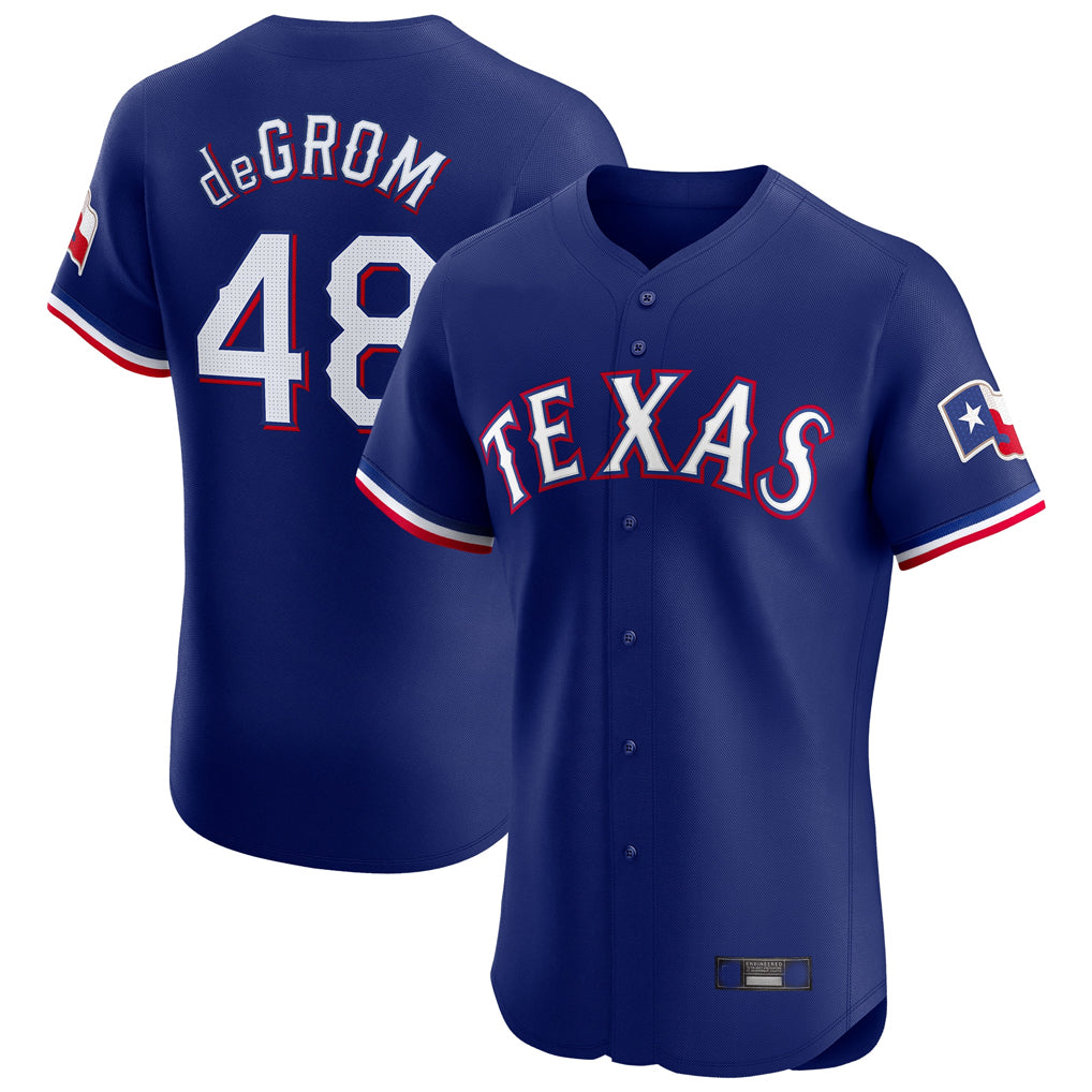 Kooe T.Rangers #48 Jacob deGrom Player Royal Elite Home Limited Stitched Jerseys