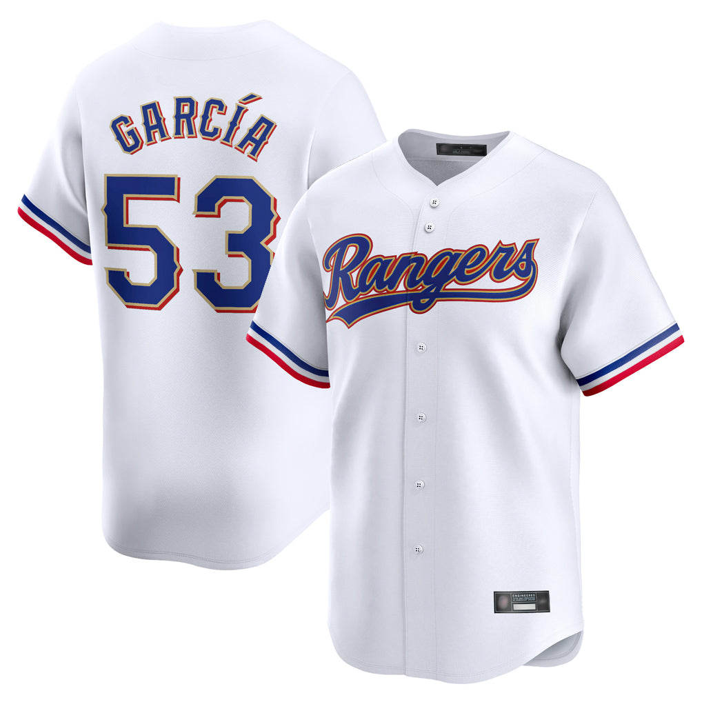 Kooe T.Rangers #53 Adolis Garcia Player Gold Home Limited White Stitched Jerseys
