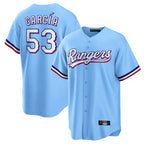 Kooe T.Rangers #53 Adolis Garcia Player Light Blue Home Game Stitched Jerseys