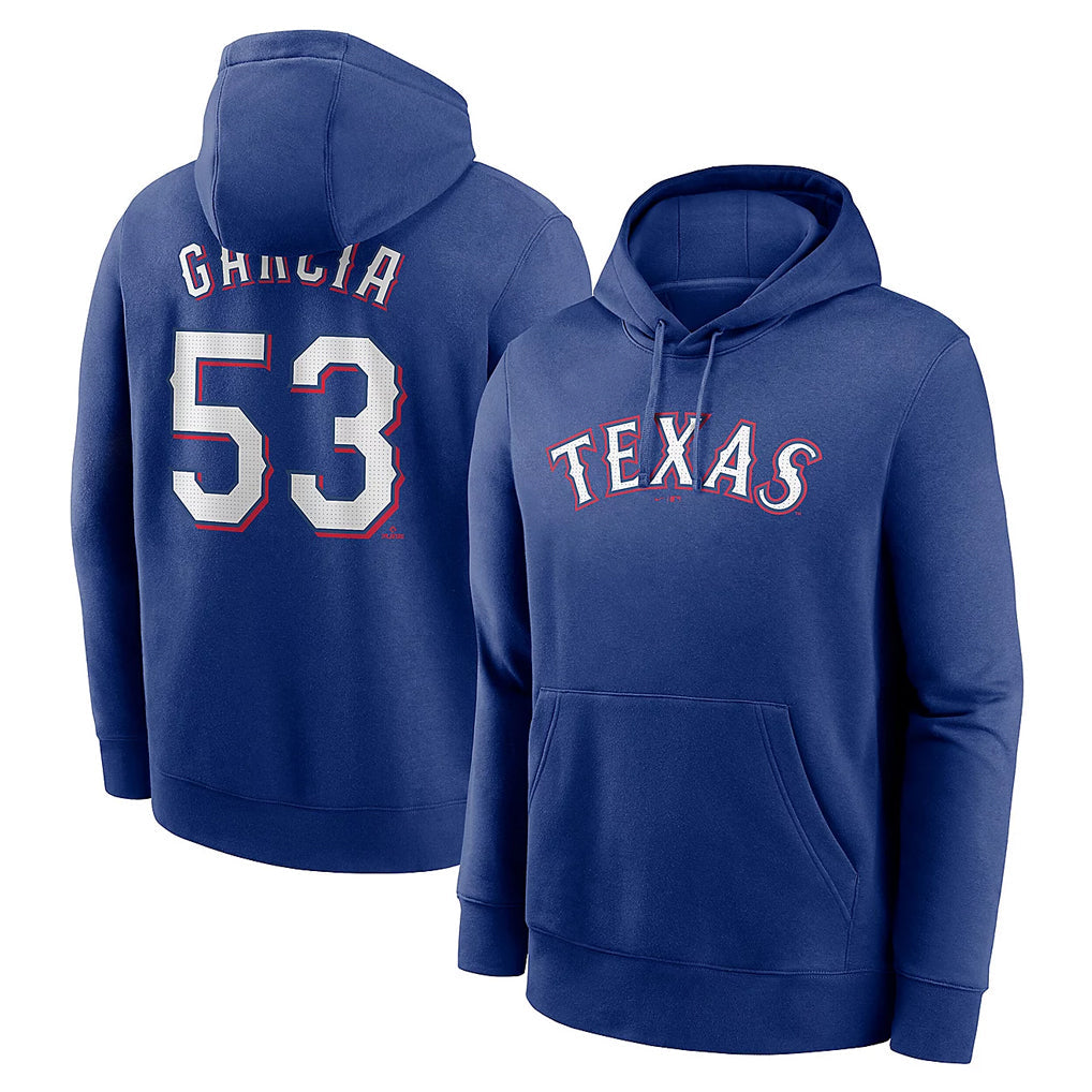 Kooe T.Rangers #53 Adolis Garcia Player Royal Pullover Hoodie Stitched Jerseys
