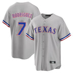 Kooe T.Rangers #7 Ivan Rodriguez Player Gray Home Game Stitched Jerseys