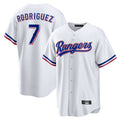 Kooe T.Rangers #7 Ivan Rodriguez Player White Home Game Stitched Jerseys