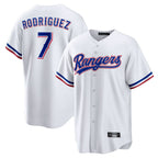 Kooe T.Rangers #7 Ivan Rodriguez Player White Home Game Stitched Jerseys