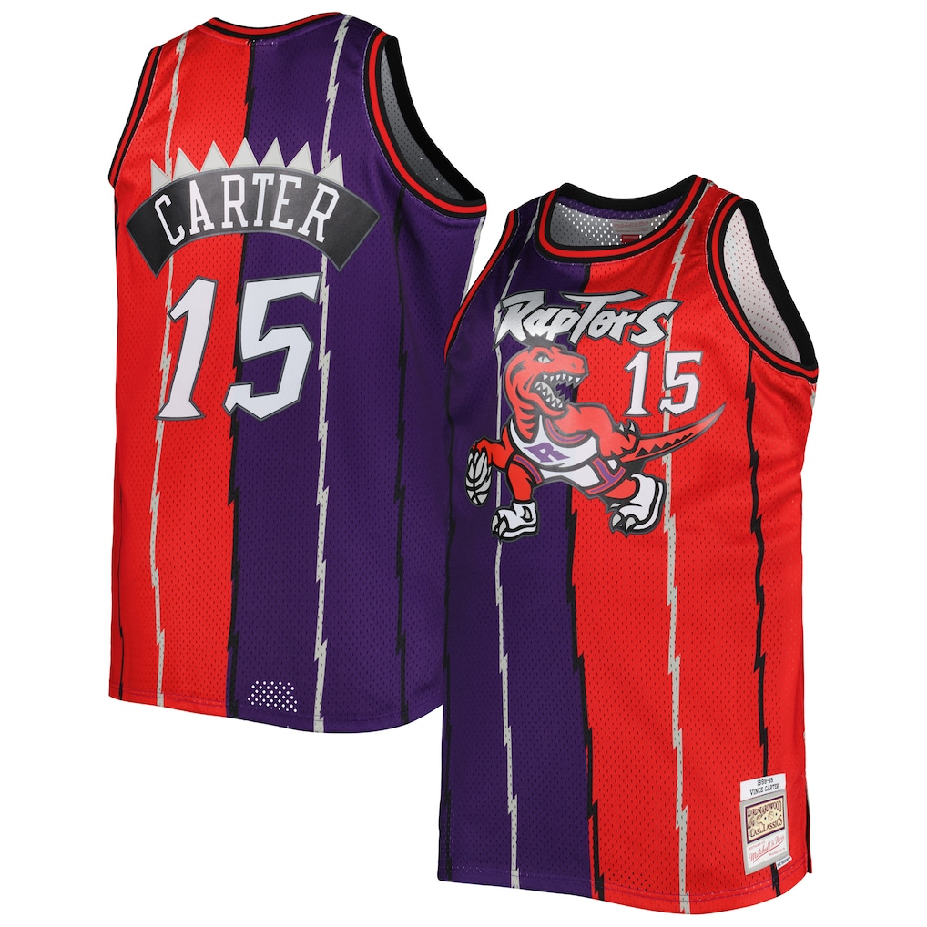 Kooe T.Raptors Mitchell & Ness Purple Red Big & Tall Hardwood Classics 1998-99 Split Swingman Jerseys