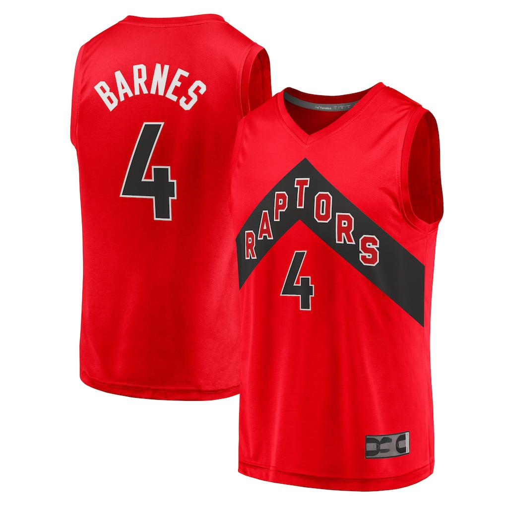 Kooe T.Raptors #4 Scottie Barnes Red Fast Break Replica Jerseys - Icon Edition