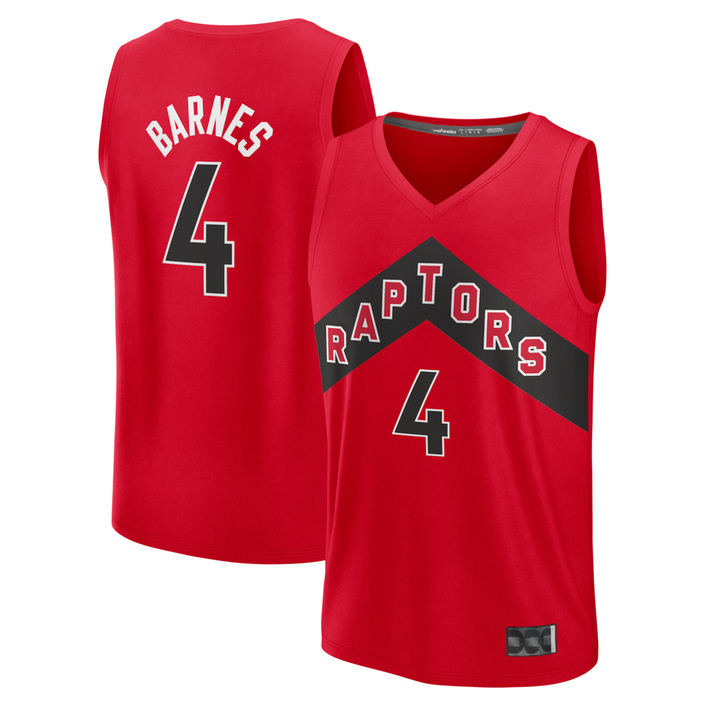Kooe T.Raptors #4 Scottie Barnes Red Fast Break Replica Jerseys - Icon Edition