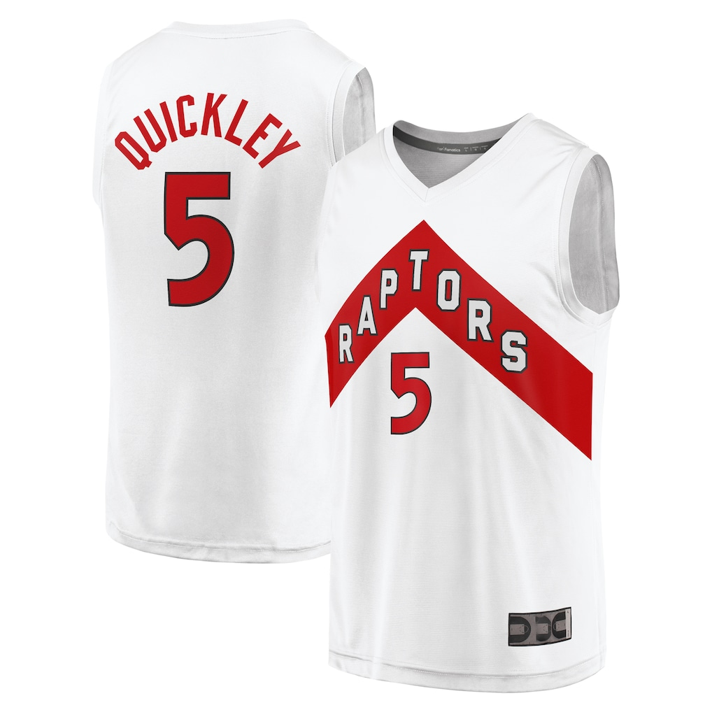 Kooe T.Raptors #5 Immanuel Quickley White Fast Break Player Jerseys - Association Edition