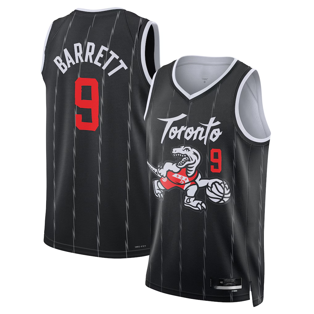 Kooe T.Raptors #9 RJ Barrett Black 2025-26 Swingman Jerseys - City Edition