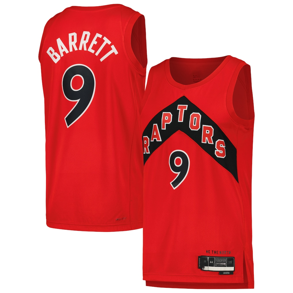 Kooe T.Raptors #9 RJ Barrett Red Swingman Player Jerseys - Icon Edition