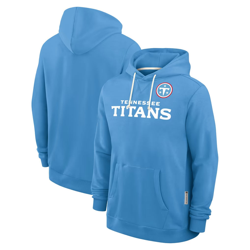 Kooe T.Titans Light Blue LOGO Pullover Hoodies Home Game Blank Player Stitched Jerseys