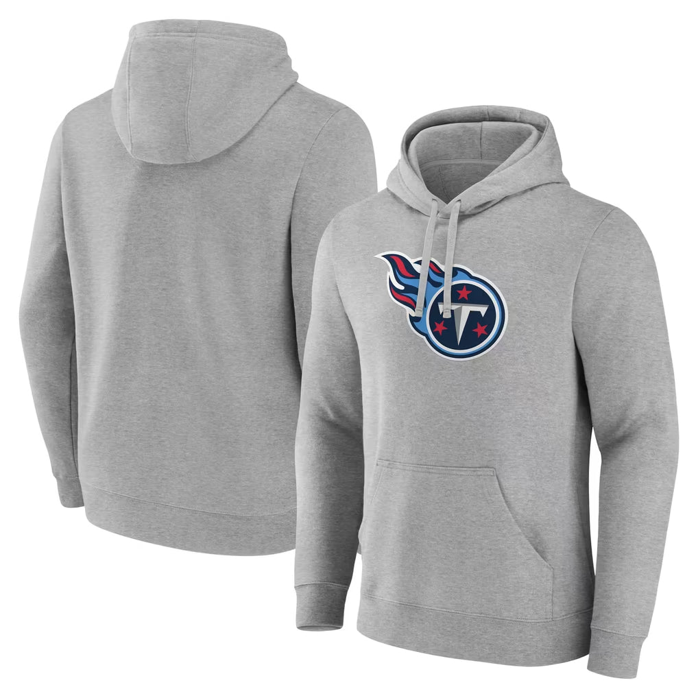 Kooe T.Titans Light Gray LOGO Pullover Hoodies Home Game Blank Player Stitched Jerseys