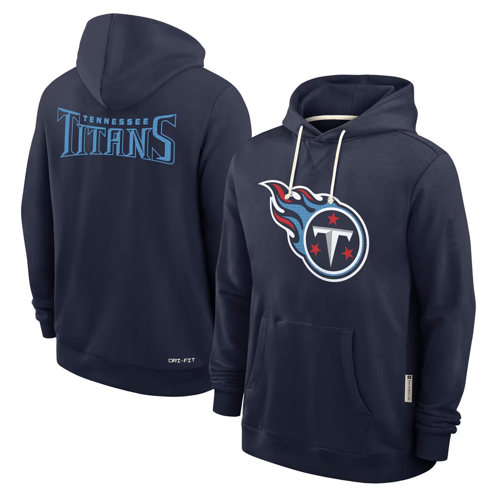 Kooe T.Titans Navy LOGO Pullover Hoodies Home Game Blank Player Stitched Jerseys