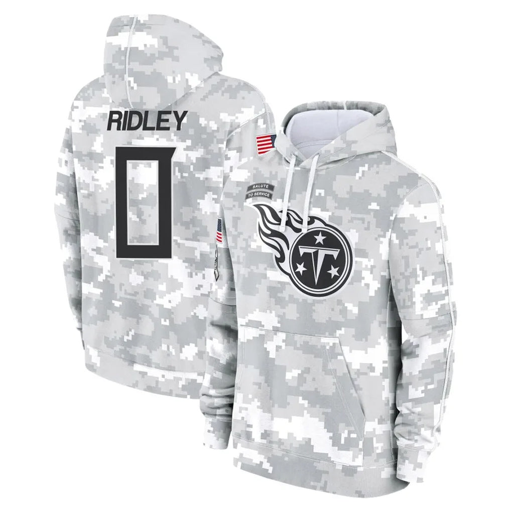Kooe T.Titans #0 Calvin Ridley Player Camo Arctic Salute to Service Pullover Hoodies Home Game Stitched Jerseys