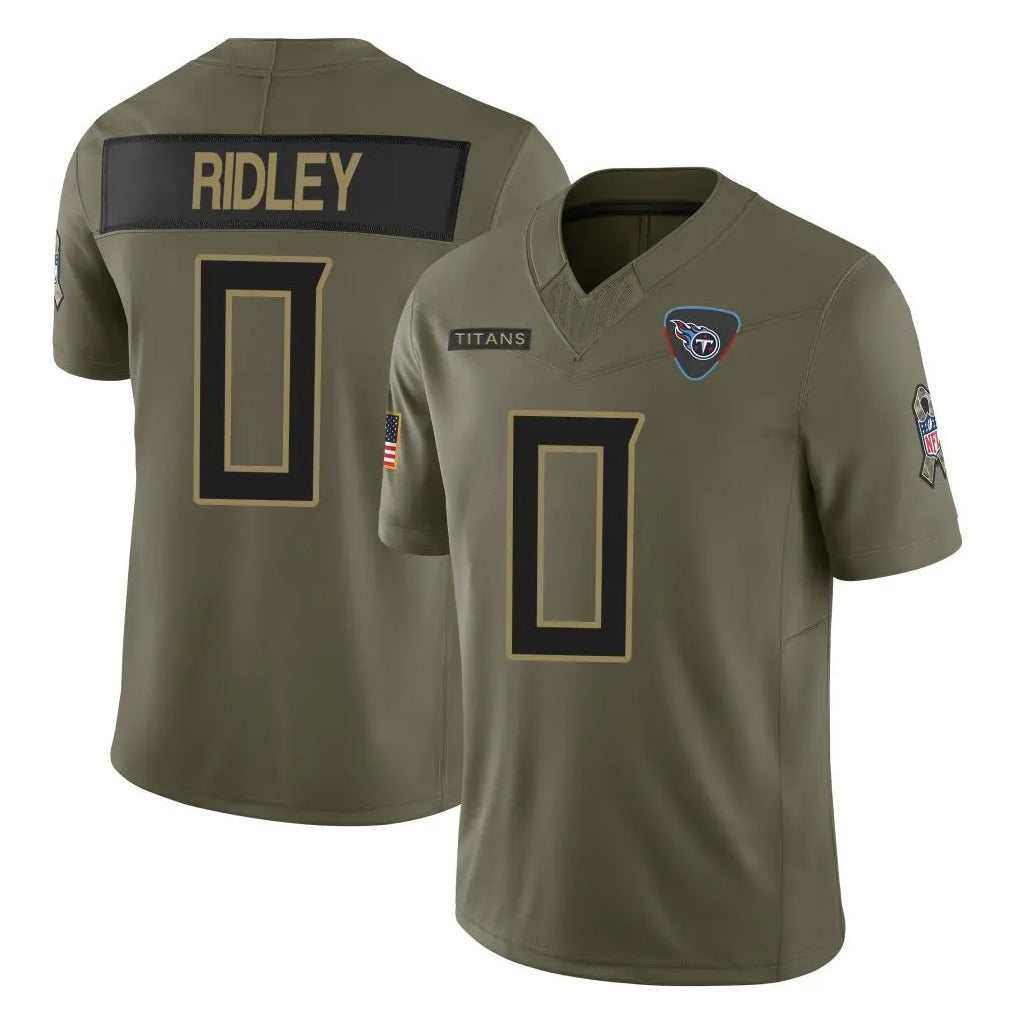 Kooe T.Titans #0 Calvin Ridley Player Olive Limited 2025 Salute to Service Home Game Stitched Jerseys