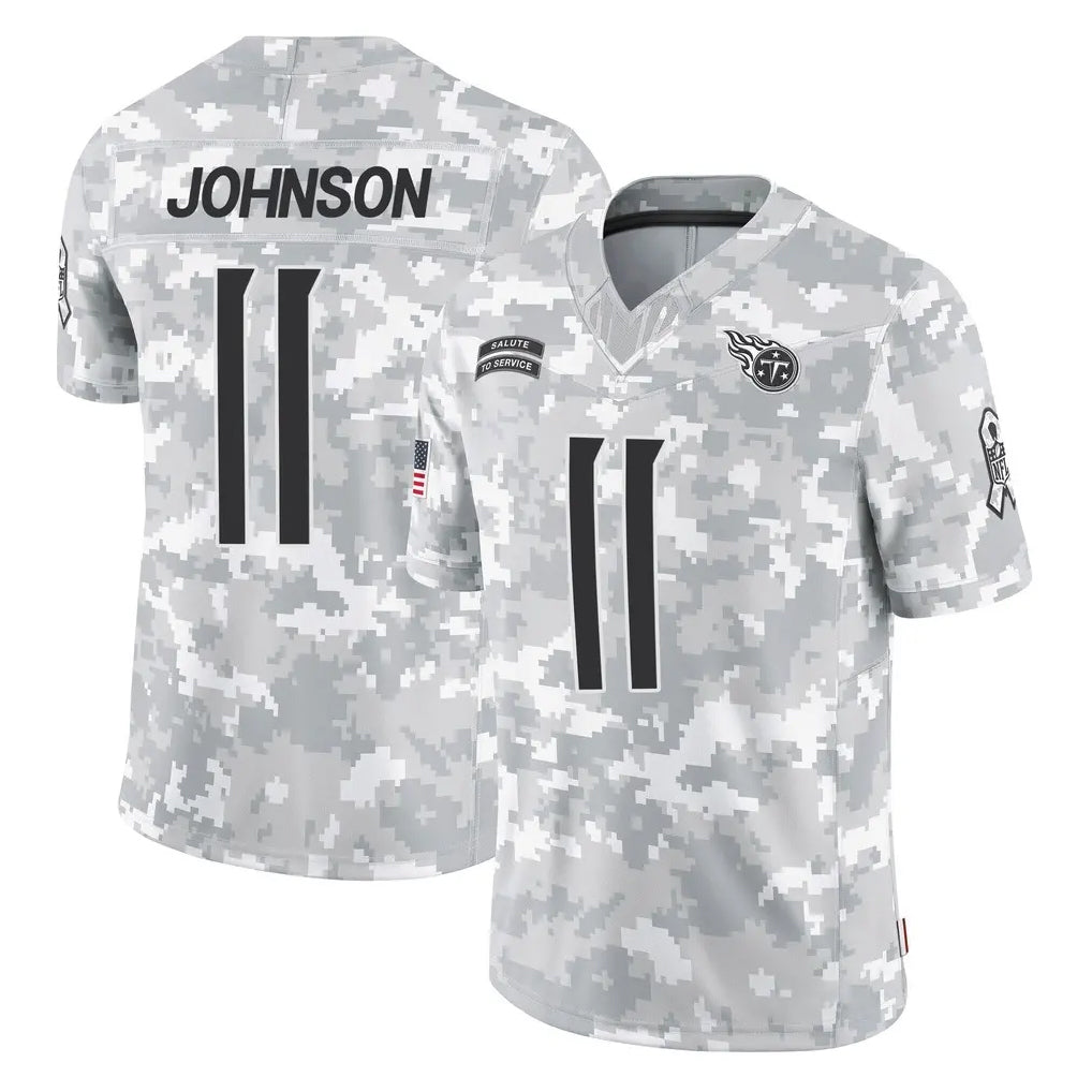 Kooe T.Titans #11 Jermaine Johnson II Player Arctic Camo Limited Salute to Service Home Game Stitched Jerseys