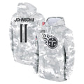 Kooe T.Titans #11 Jermaine Johnson II Player Camo Arctic Salute to Service Pullover Hoodies Home Game Stitched Jerseys