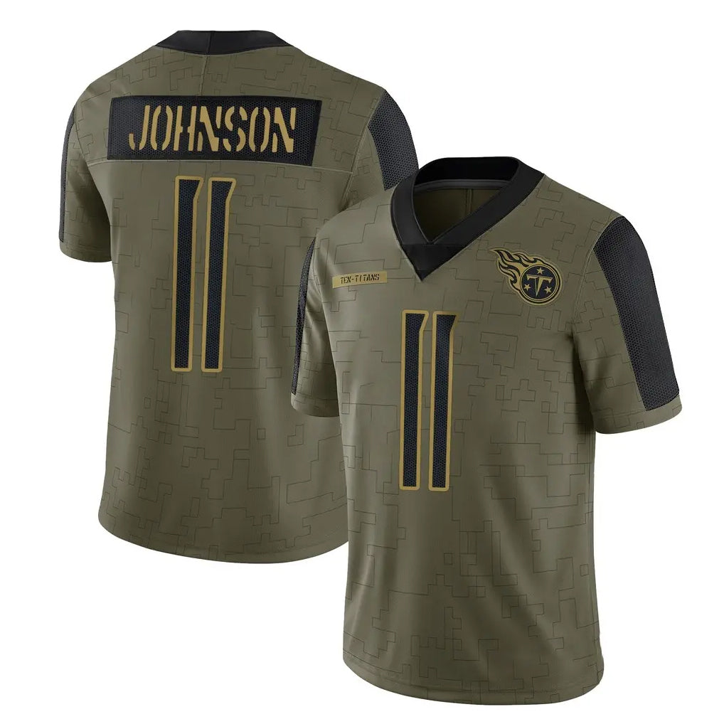 Kooe T.Titans #11 Jermaine Johnson II Player Olive Salute to Service Limited Home Game Stitched Jerseys
