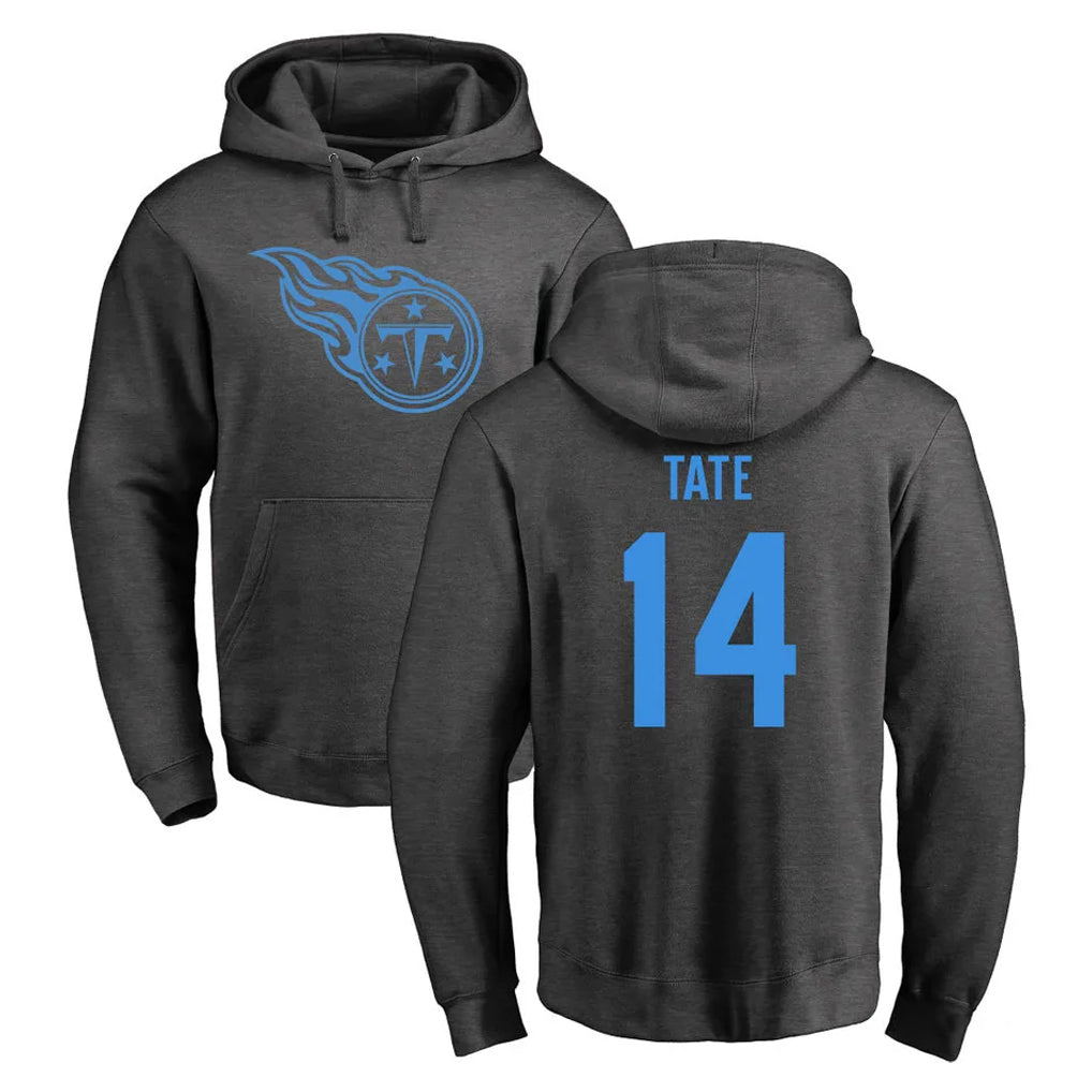 Kooe T.Titans #14 Carnell Tate Player Ash One Color Pullover Hoodies Home Game Stitched Jerseys