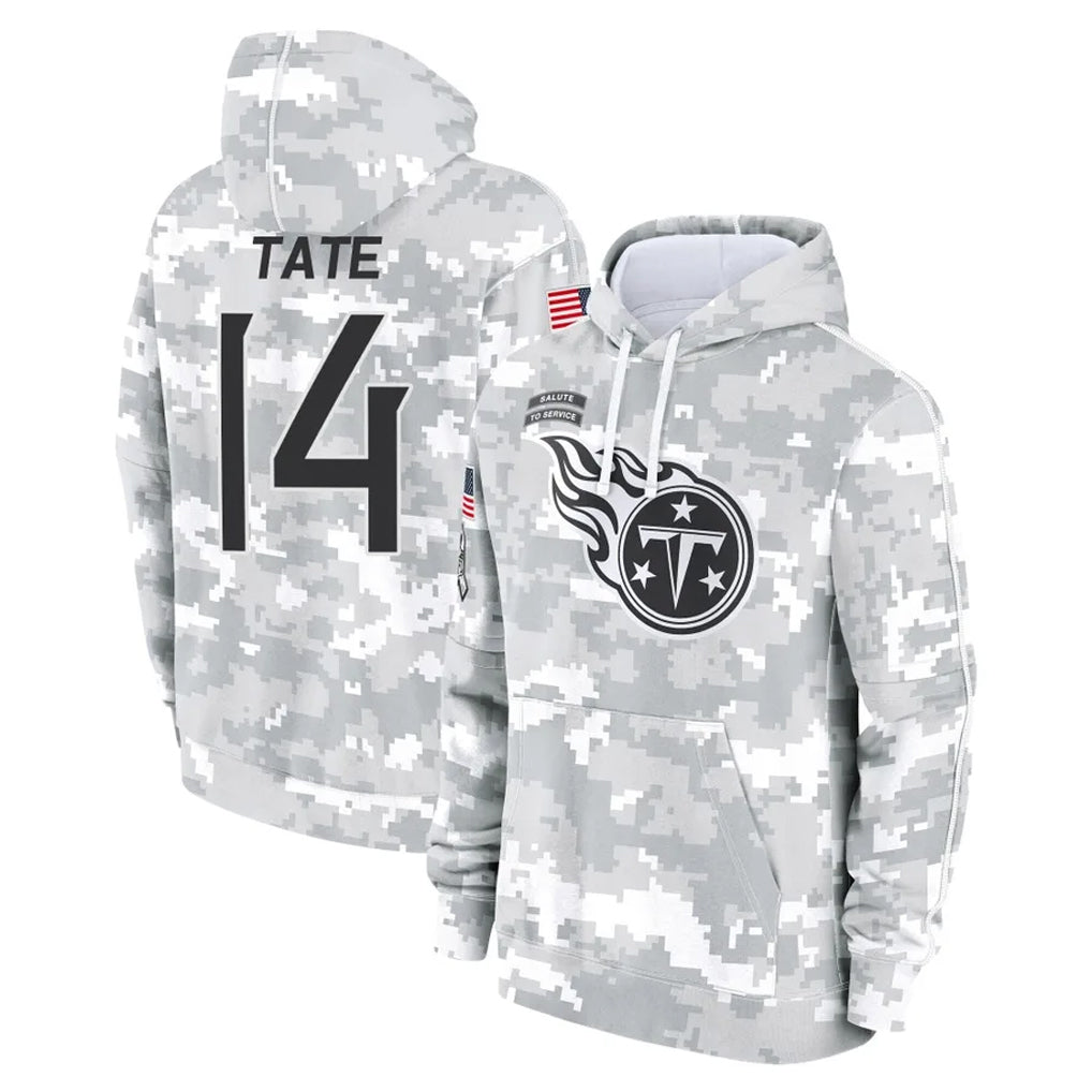 Kooe T.Titans #14 Carnell Tate Player Camo Arctic Salute to Service Pullover Hoodies Home Game Stitched Jerseys