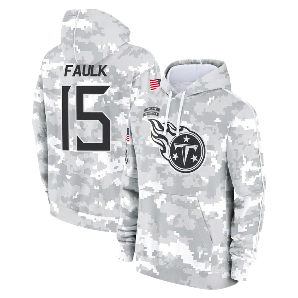 Kooe T.Titans #15 Keldric Faulk Player Camo Arctic Salute to Service Pullover Hoodies Home Game Stitched Jerseys