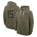 Kooe T.Titans #15 Keldric Faulk Player Olive Salute to Service Hoodies Home Game Stitched Jerseys