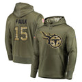 Kooe T.Titans #15 Keldric Faulk Player Olive Salute to Service Pullover Hoodies Home Game Stitched Jerseys