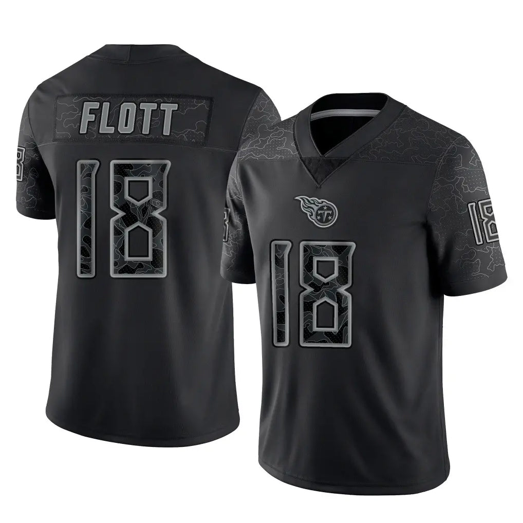 Kooe T.Titans #18 Cor'Dale Flott Player Black Limited Reflective Home Game Stitched Jerseys