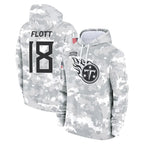 Kooe T.Titans #18 Cor'Dale Flott Player Camo Arctic Salute to Service Pullover Hoodies Home Game Stitched Jerseys