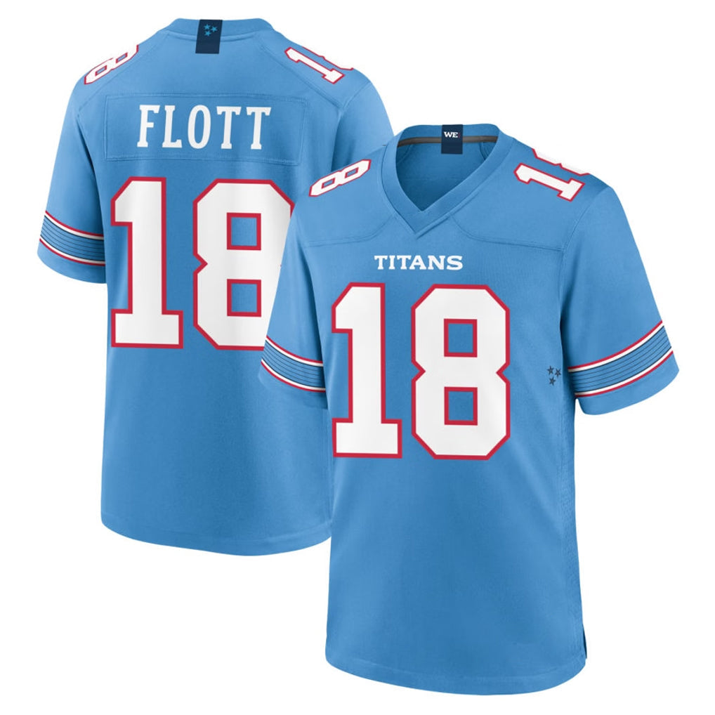 Kooe T.Titans #18 Cor'Dale Flott Player Light Blue 2026 Game Home Stitched Jerseys