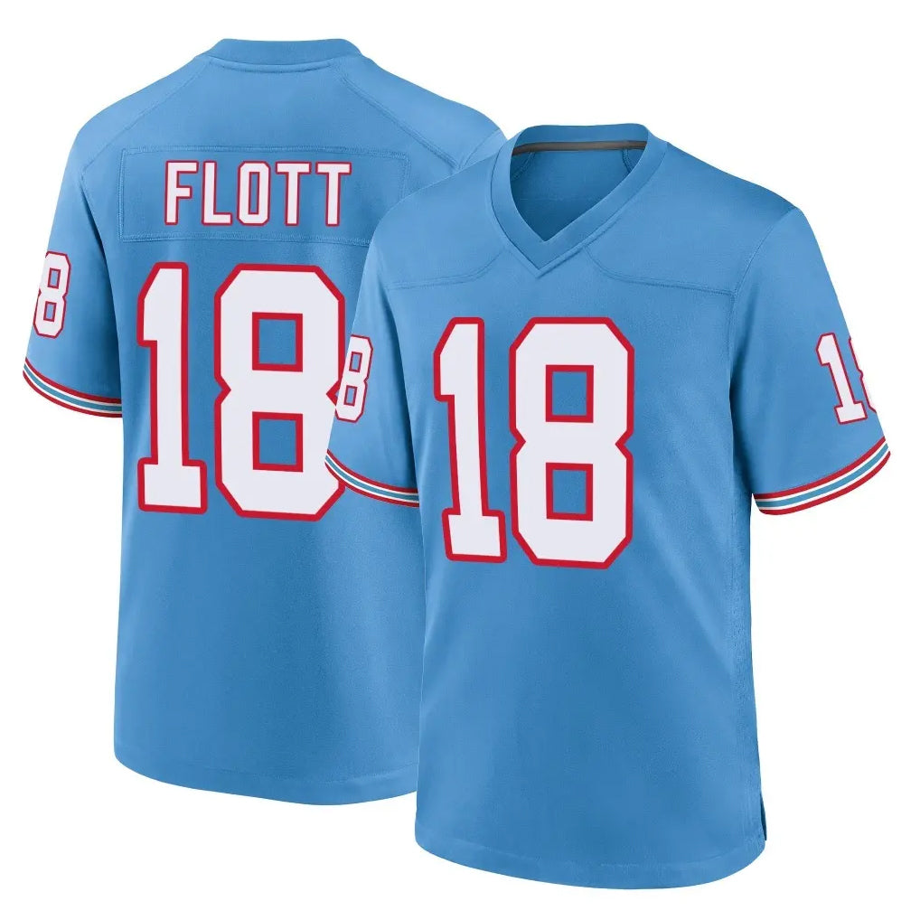 Kooe T.Titans #18 Cor'Dale Flott Player Light Blue Oilers Throwback Home Game Stitched Jerseys