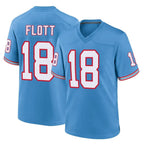 Kooe T.Titans #18 Cor'Dale Flott Player Light Blue Oilers Throwback Home Game Stitched Jerseys