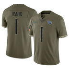 Kooe T.Titans #1 Cameron Ward Player Olive Limited Salute to Service Home Game Stitched Jerseys