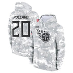 Kooe T.Titans #20 Tony Pollard Player Arctic Camo Salute To Service Hoodies Game Stitched Jerseys